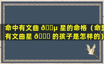 命中有文曲 🐵 星的命格（命里有文曲星 💐 的孩子是怎样的）